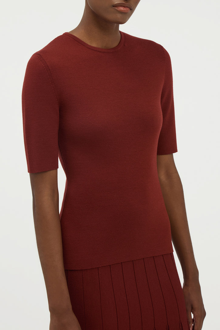Andrius Knit Top in Burnt Sienna Merino Wool