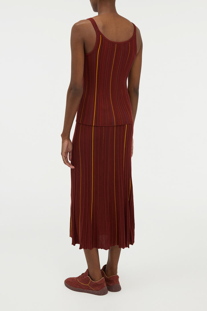Yara Pinstripe Knit Tank Top in Burnt Sienna Merino Wool