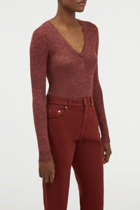 Aiste Knit Cardigan in Burnt Sienna Cashmere Silk with Hemp
