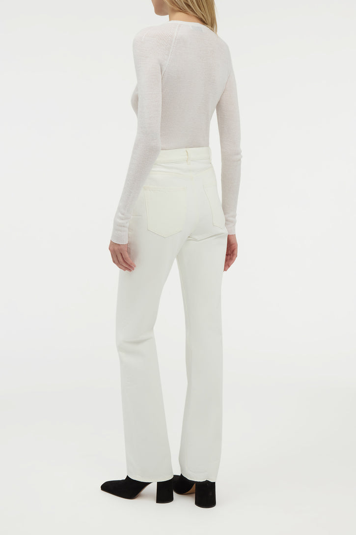 Anges Knit Henley in Ivory Cashmere Silk with Hemp