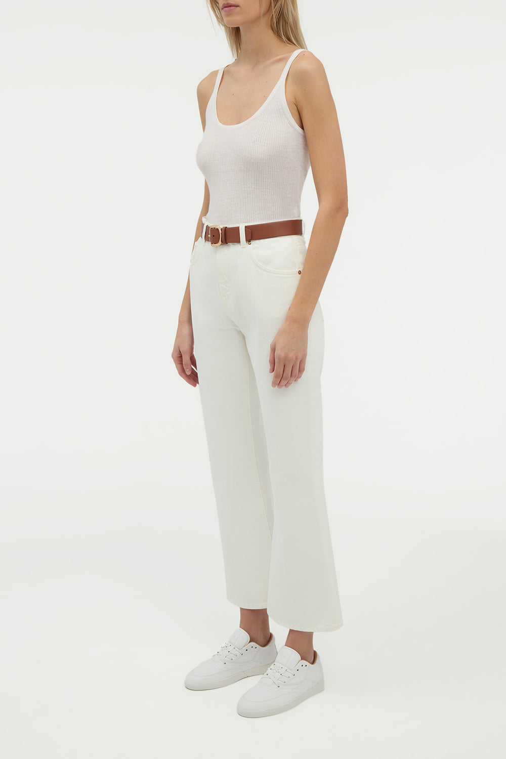 Cinxia Knit Tank Top in Ivory Cashmere Silk with Hemp