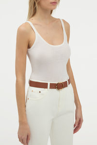 Cinxia Knit Tank Top in Ivory Cashmere Silk with Hemp
