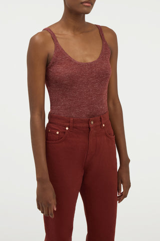 Cinxia Knit Tank Top in Burnt Sienna Cashmere Silk with Hemp