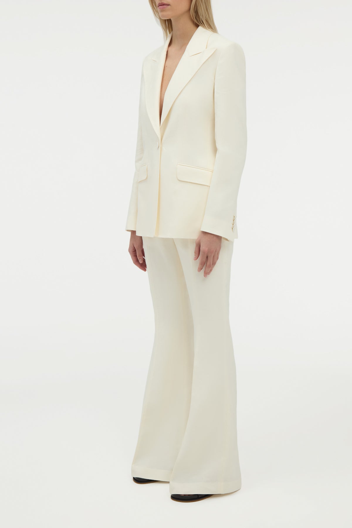 Rhein Flare Pant in Ivory Linen Twill