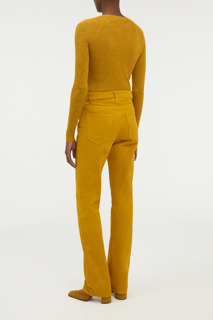 Anges Knit Henley in Golden Birch Cashmere Silk with Hemp