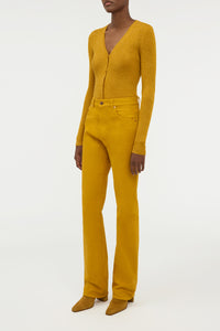 Aiste Knit Cardigan in Golden Birch Cashmere Silk with Hemp