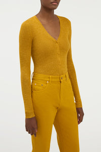 Aiste Knit Cardigan in Golden Birch Cashmere Silk with Hemp