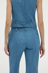 Rhein Flare Pant in Medium Blue Recycled Cotton Linen Denim