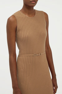 Meier Knit Midi Dress in Camel Merino Wool Cashmere