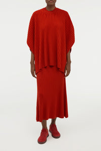 Baron Knit Cropped Poncho in Antelope Orange Merino Wool Cashmere