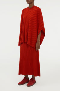 Baron Knit Cropped Poncho in Antelope Orange Merino Wool Cashmere