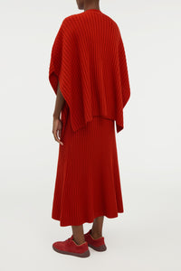 Baron Knit Cropped Poncho in Antelope Orange Merino Wool Cashmere