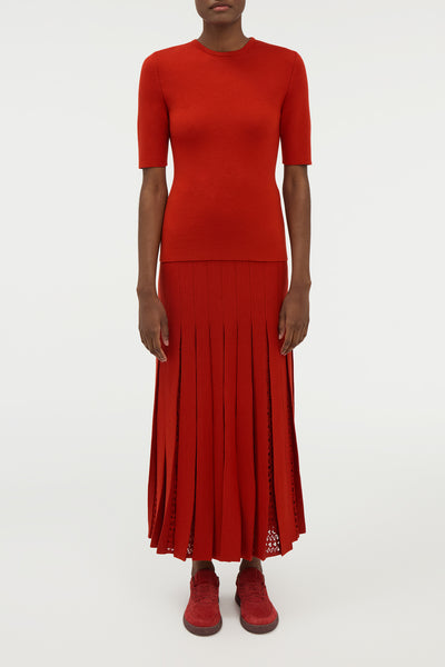 スカート GABRIELA HEARST WOOL EULA SKIRT Freddie Knit Midi Skirt in Oatmeal Merino Wool Cashmere