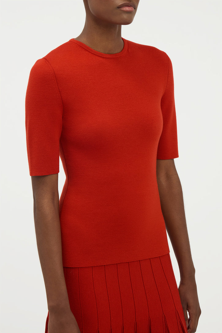 Andrius Knit Top in Antelope Orange Merino Wool