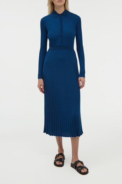 gabriela hearst ardor ribbed cashmere and silk blend midi dress Ardor Knit Maxi Dress in Washed Denim Cashmere Silk
