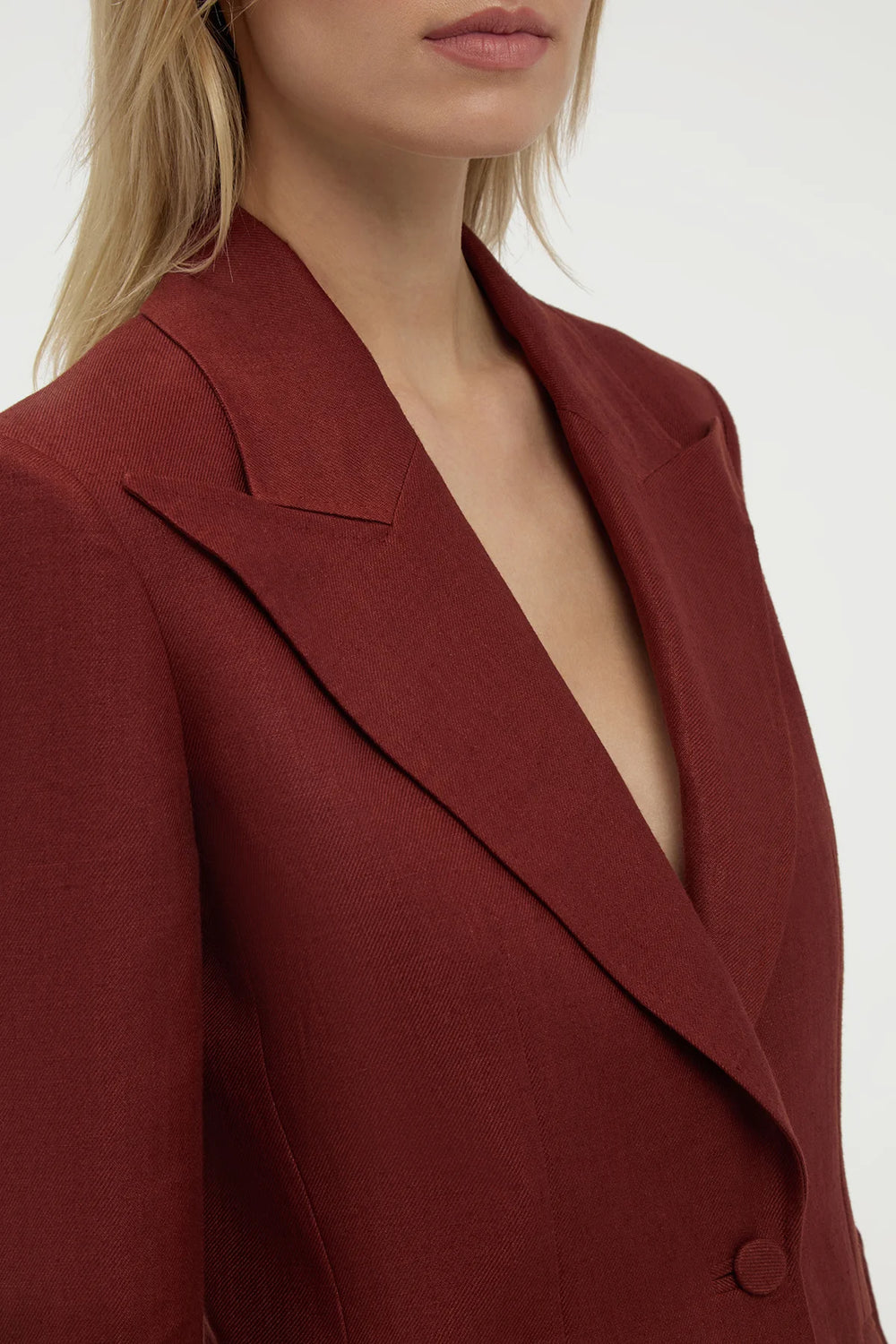 Leiva Blazer in Burnt Sienna Linen Twill