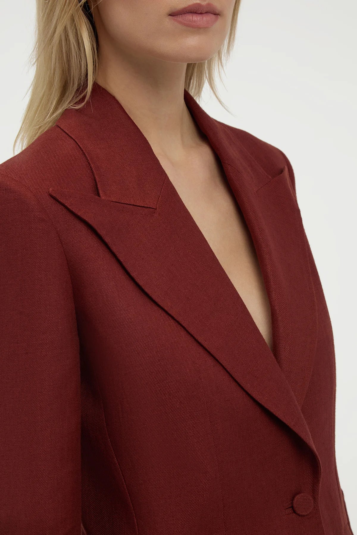 Leiva Blazer in Burnt Sienna Linen Twill