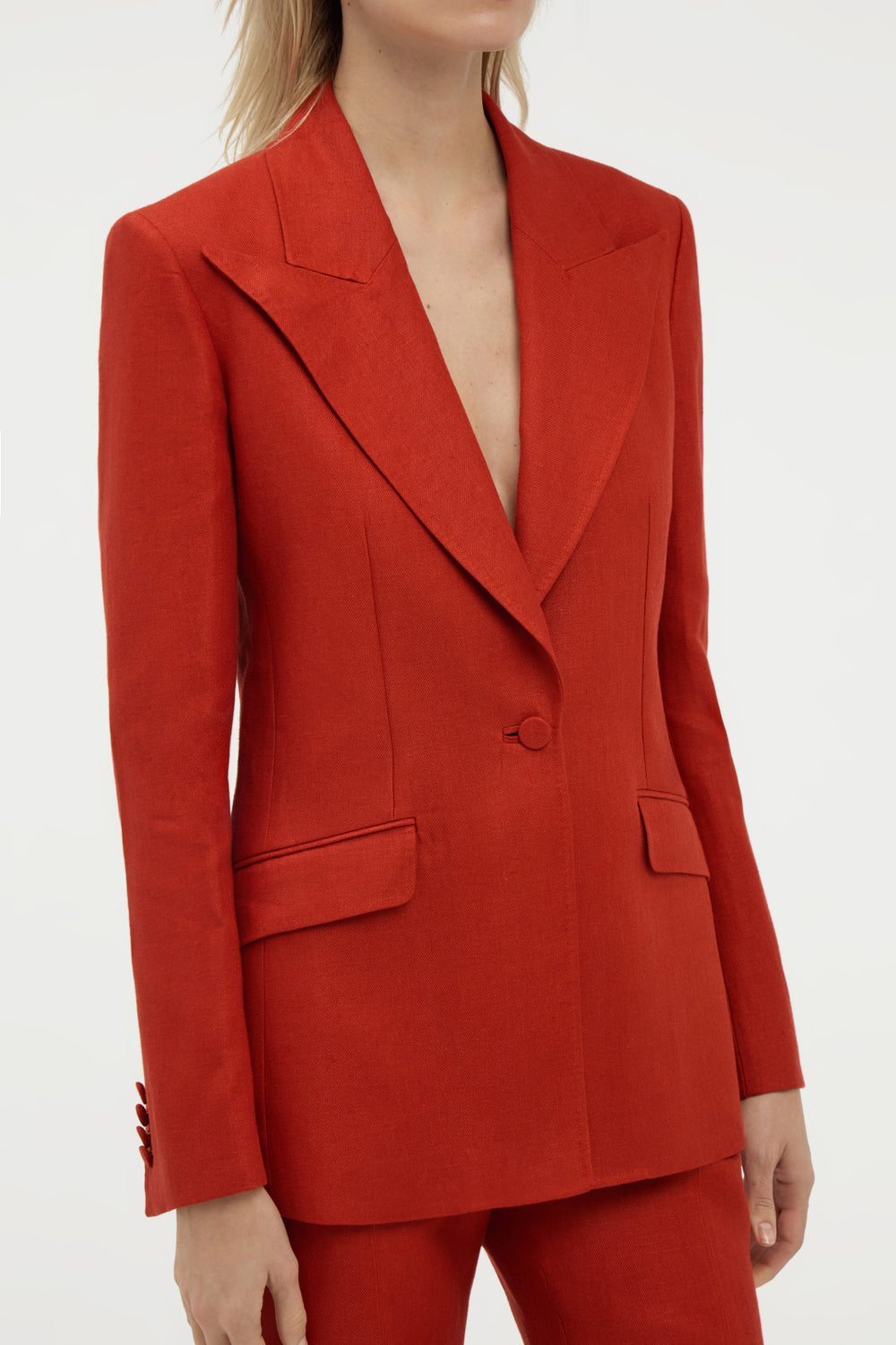 Leiva Blazer in Antelope Orange Linen Twill