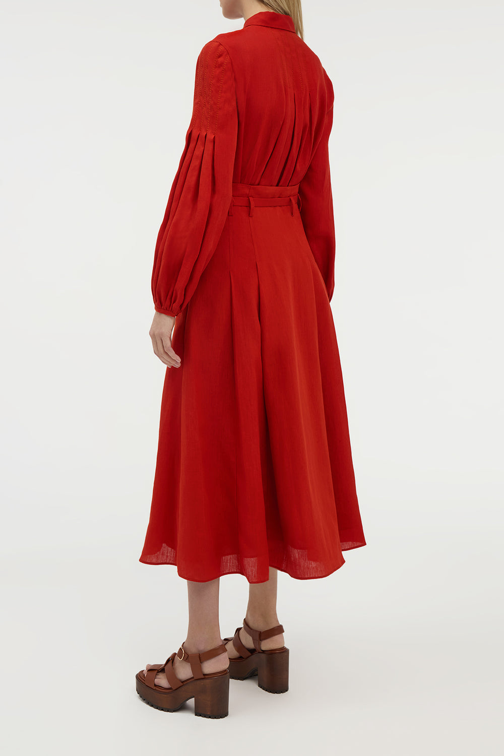 Inga Blouse in Antelope Orange Aloe Linen