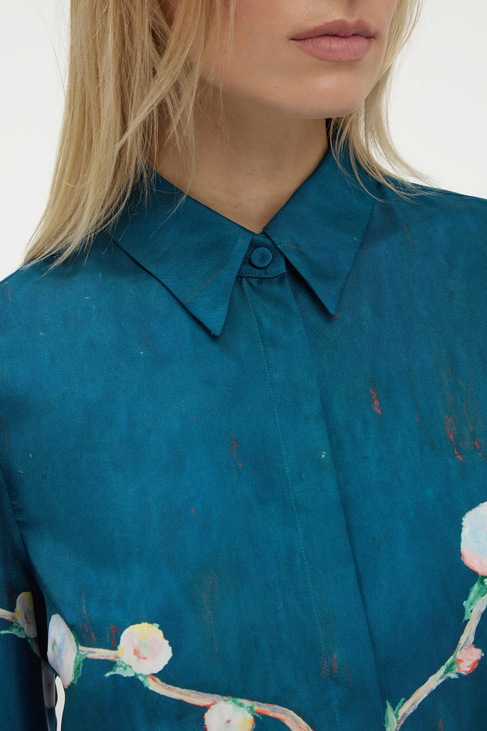 Henri Blouse in Blue Multi Printed Silk Twill