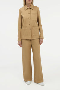 Norman Wide-leg Pant in Camel Sea Island Cotton Twill