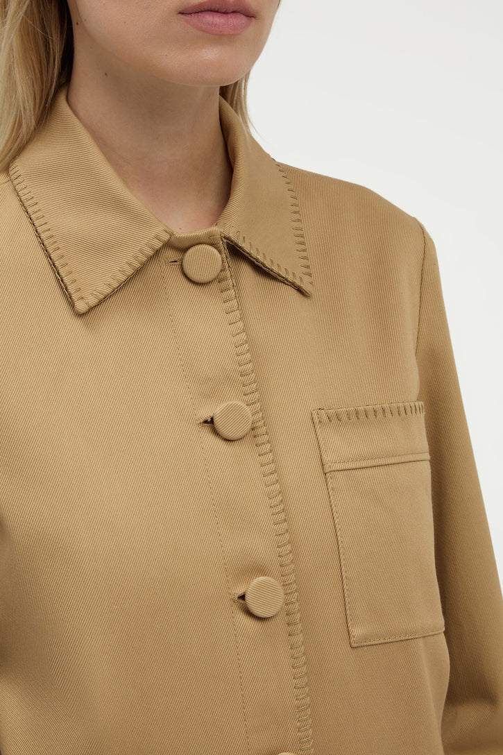 Ulu Chore Jacket in Camel Sea Island Cotton Twill