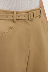 Norman Wide-leg Pant in Camel Sea Island Cotton Twill