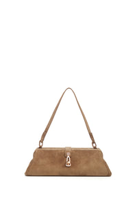 Paola Clutch in Dark Sand Suede