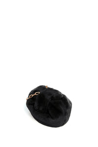 Soft Demi Clutch In Black Shearling