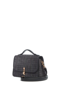 Medium Leonora Bag in Charcoal Multi Suede Houndstooth