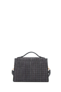 Medium Leonora Bag in Charcoal Multi Suede Houndstooth