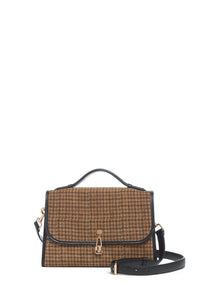 Medium Leonora Bag in Camel Multi Suede Houndstooth