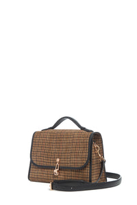 Medium Leonora Bag in Camel Multi Suede Houndstooth