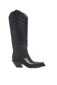 Capitana Cowboy Boot in Black Leather