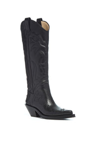 Capitana Cowboy Boot in Black Leather