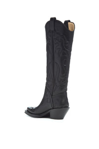 Capitana Cowboy Boot in Black Leather