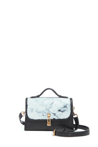 Hand Painted Small Leonora Flap Bag in Black & White Leather