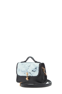 Hand Painted Small Leonora Flap Bag in Black & White Leather