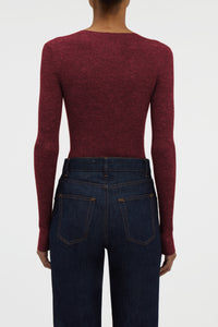 Aiste Knit Cardigan in Bordeaux Cashmere Silk with Hemp