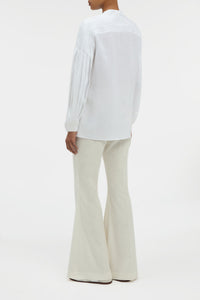 Ianthe Flare Pant in Ivory Sea Island Cotton Corduroy