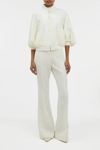 Aluin Jacket in Ivory Virgin Wool Crepe