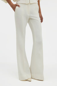 Rhein Flare Pant in Ivory Virgin Wool Crepe