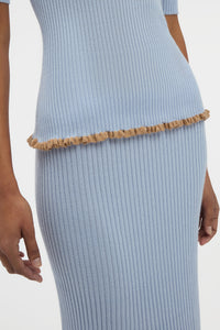Kavya Knit Skirt in Halogen Blue Cashmere Silk