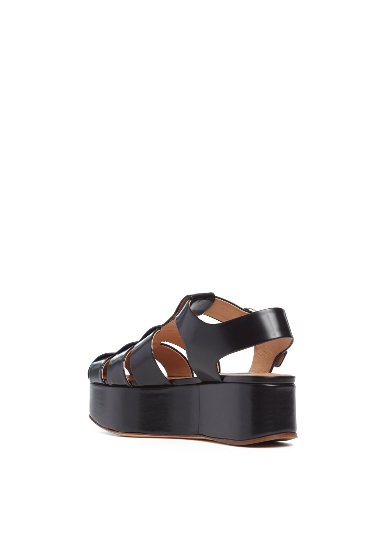 Mila Plateau Sandal in Black Leather