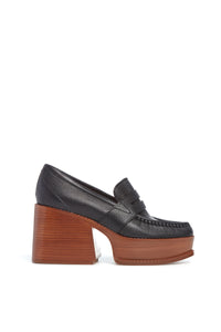Augusta Platform Loafer in Black Leather