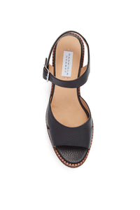 Zuri Platform Sandal in Black Textured Leather