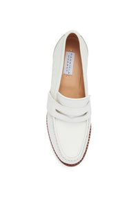 Augusta Platform Loafer in Cream Textured Leather
