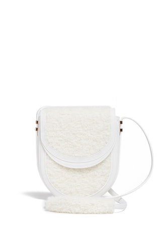 Tina Crossbody Bag in Ivory Nappa Leather with Cashmere Boucle