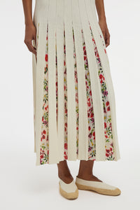 Kurt Knit Pleated Maxi Dress in White Multi Merino Wool