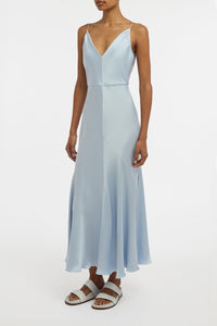 Brigita Slip Dress in Light Blue Silk Satin